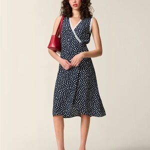 Rouje X J. Crew Dot Sleeveless Wrap Dress NWT US 2 FR 34 💋